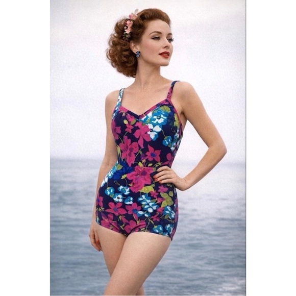 Chapter House Other - Vintage 1950s Chapter House Floral Pinup Bathing Suit VTG 10 (32)